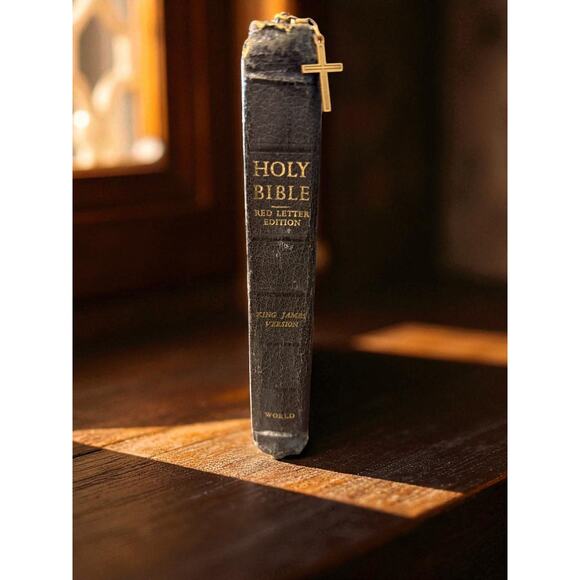 Holy Bible KJV Red Letter Zipper Edition w/ Cross Pull Concordance World Pub - Picture 2 of 12